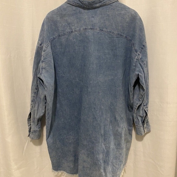 Topshop Moto Acid Wash Denim Shirt dress Size 4 - Picture 7 of 8